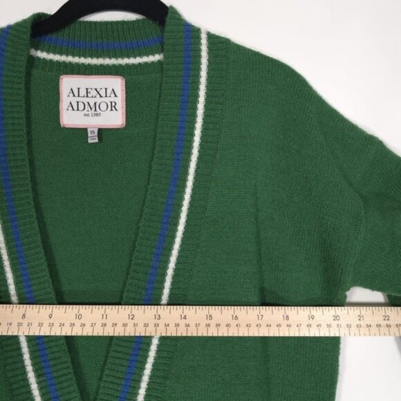 ALEXIA ADMOR Cathrine Knit‎ Sweater Green V Neck Cardigan Front Button Size XS - Picture 6 of 12